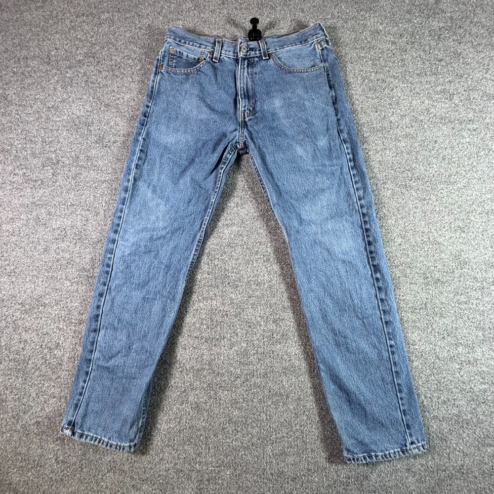 Levi's 505 Straight Jeans Men's 33x32 Blue Cotton Denim Faded Workwear Travel
